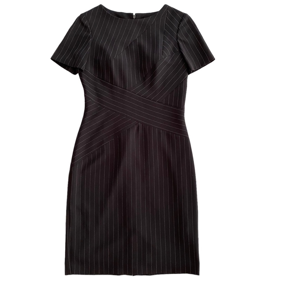 Tahari Arthur S. Levine Black & White Pinstripe Short Sleeves Pencil Dress Sz 2